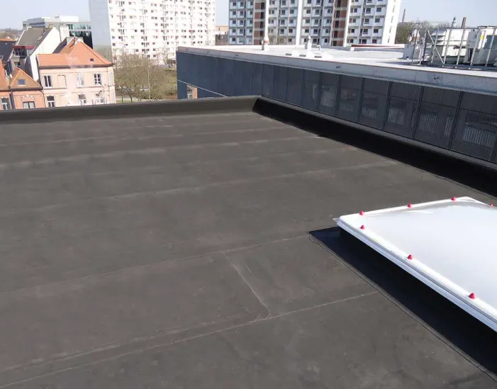 Toiture plate avec membrane EPDM et lanterneau